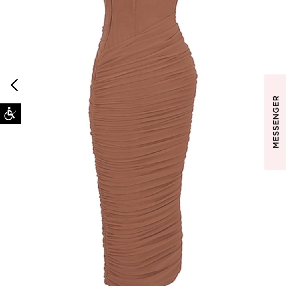 Valentina Mocha Asymmetrical Cut-out Midi Dress - Picture 6 of 6